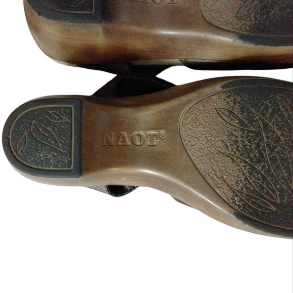 Naot Brown Leather Mule Sandals Srrappy Slip On Sandals Size 8 - Picture 9 of 11